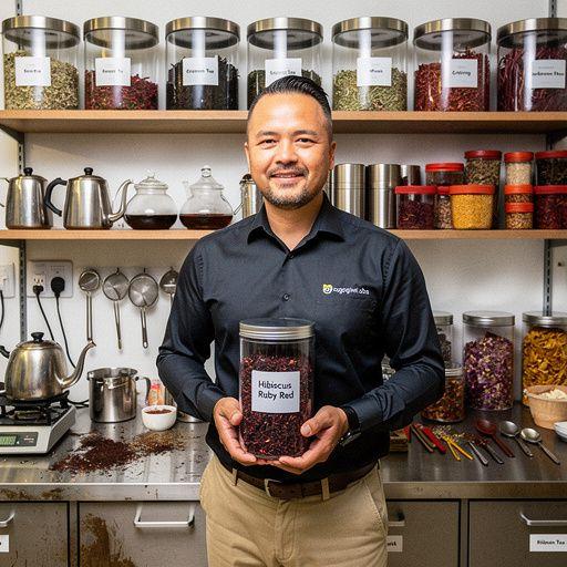 Tropical virágok és bogyók keveréke, ízletes és színes teakeverék.